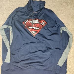 Superman Pull Over Hoodie Size Adult X-Large XL 2016 Blue Gray